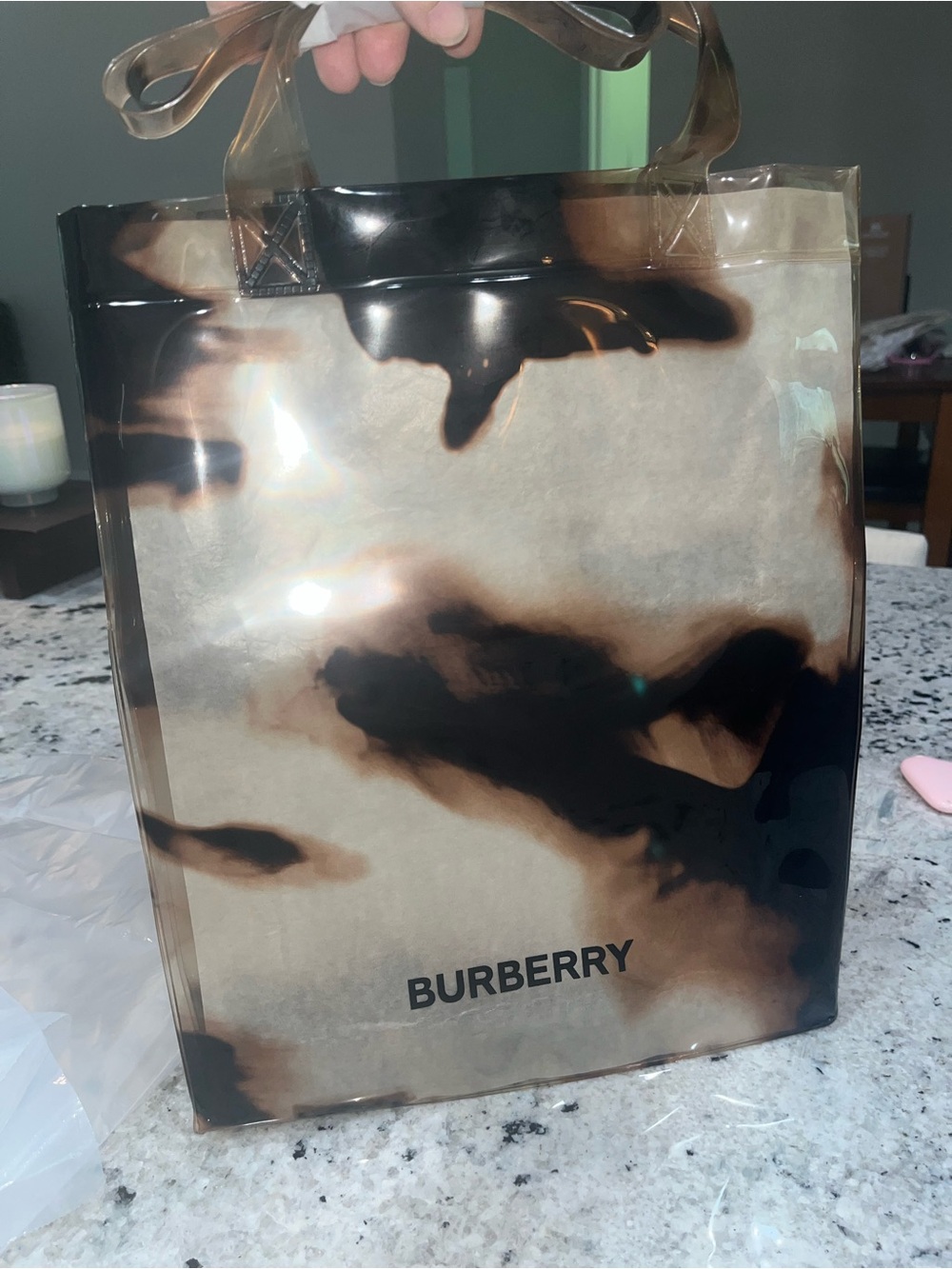 Burberry Clear Tote with Brown & Black Tortoise Print